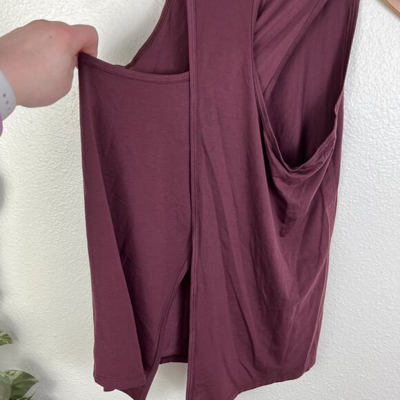 Athleta Athletic Scoop Neck Open Tie Back Tank Top Maroon Women’s Size S - Picture 6 of 9